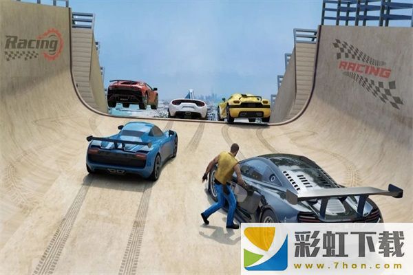 超級汽車特技比賽3D(Mega Car Stunt Race 3D Game)